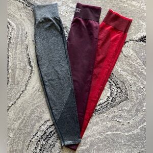 Victoria's Secret Seamless Leggings Set - Burgundy, Gray, Red